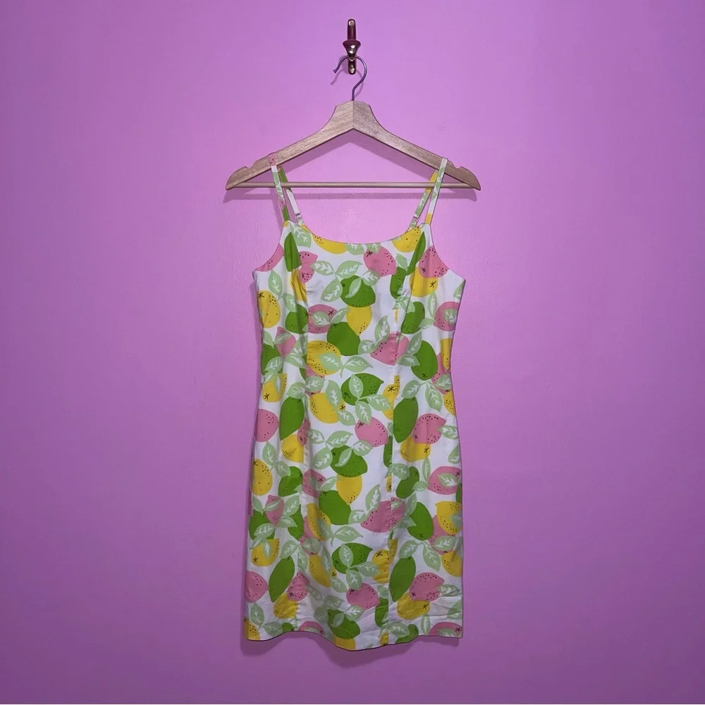 Lilly Pulitzer Mini Dress Women’s Size 4 Vintage Lemon Lime Print 90s - Picture 2 of 8